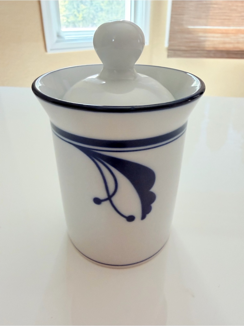 Vintage Dansk Flora White Ceramic Sugar Canister w Lid Scandinavian Kitchen